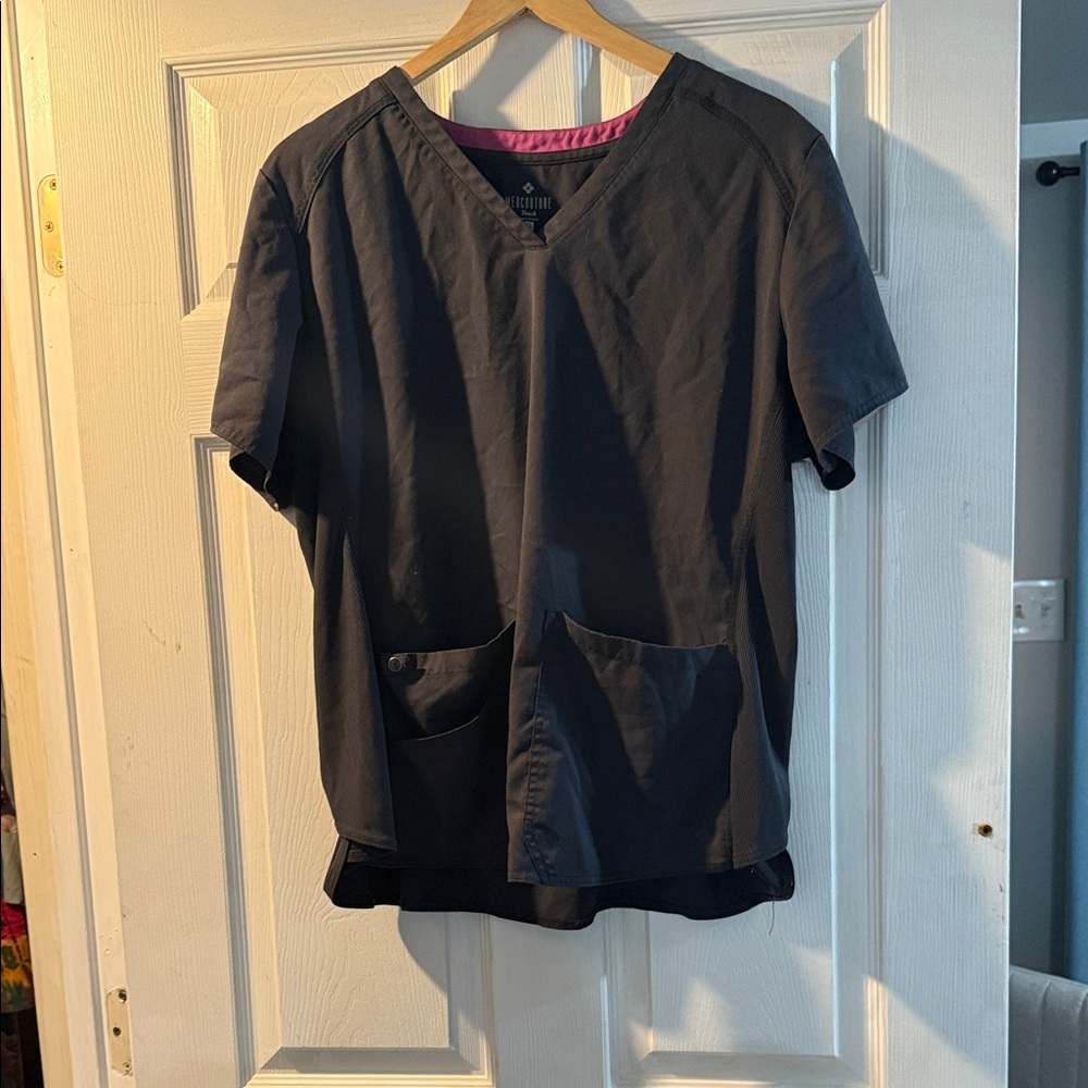 Med Couture Dark Gray Scrub Top